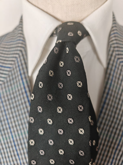 Cravatta anni '60/'70 grenadine fantasia argento