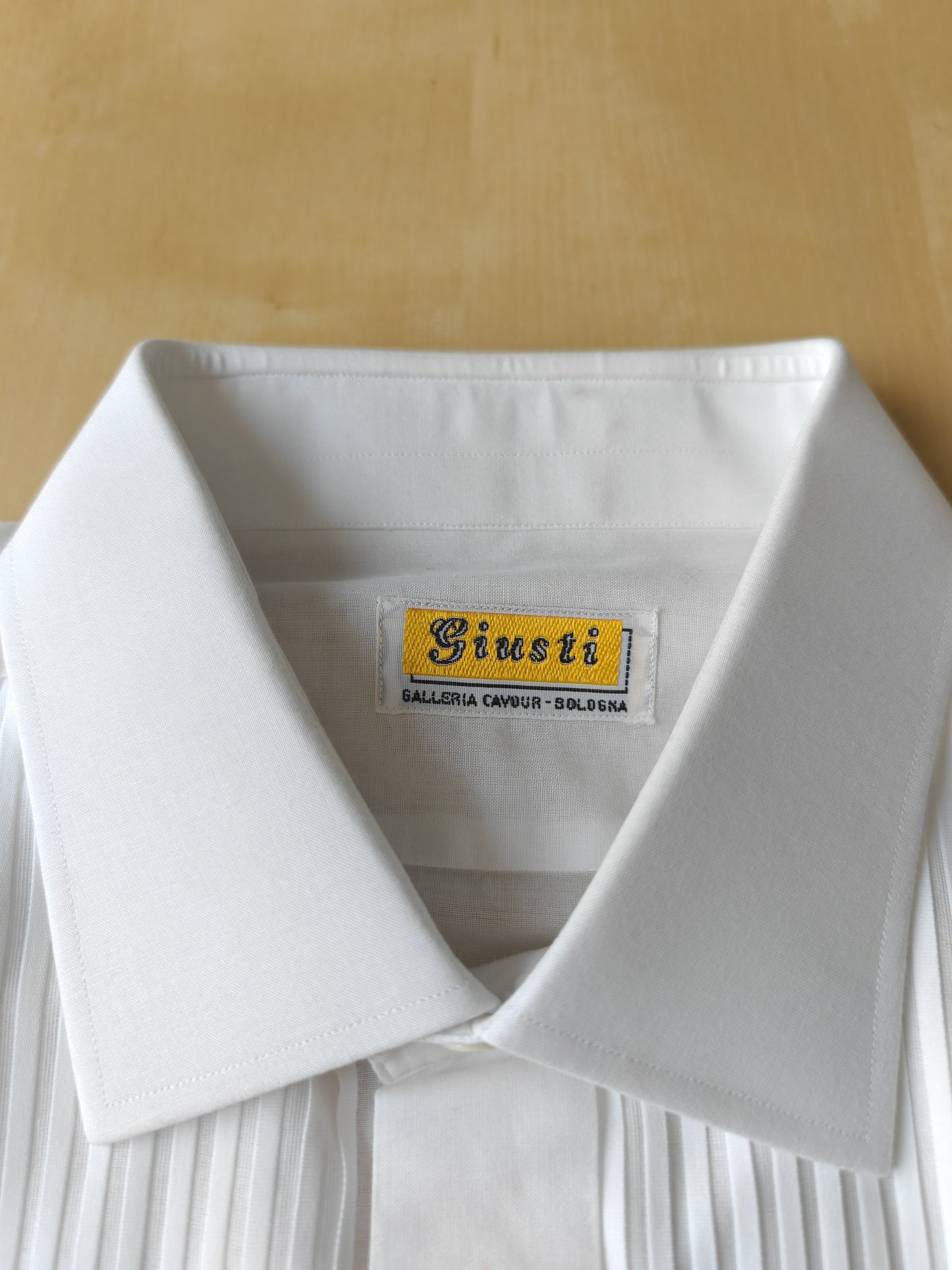 Camicia da smoking anni '70/'80 con sparato plissettato - tg. L collo 41