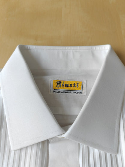Camicia da smoking anni '70/'80 con sparato plissettato - tg. L collo 41