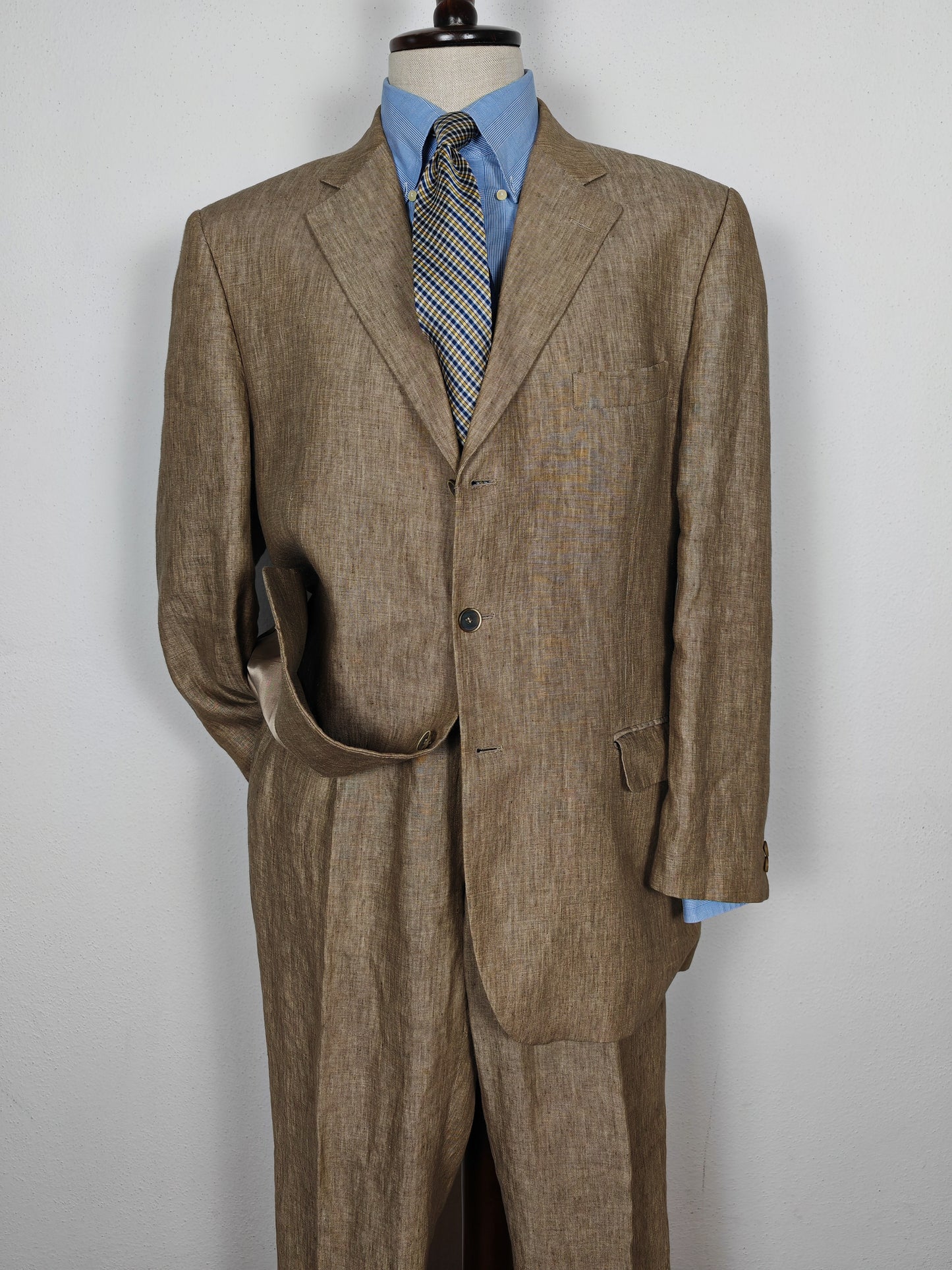 Completo in puro lino color corda - tg. 54