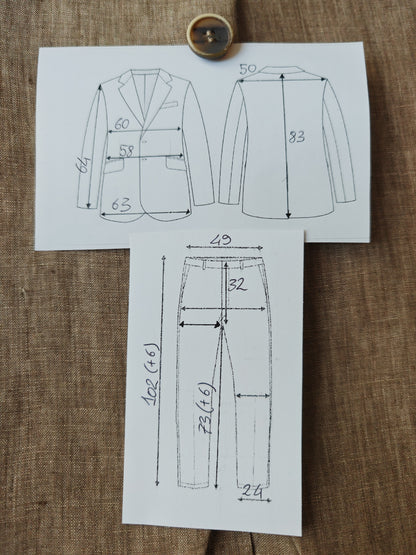 Completo in puro lino color corda - tg. 54