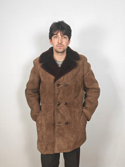 Montone shearling anni '70 marrone - L/XL