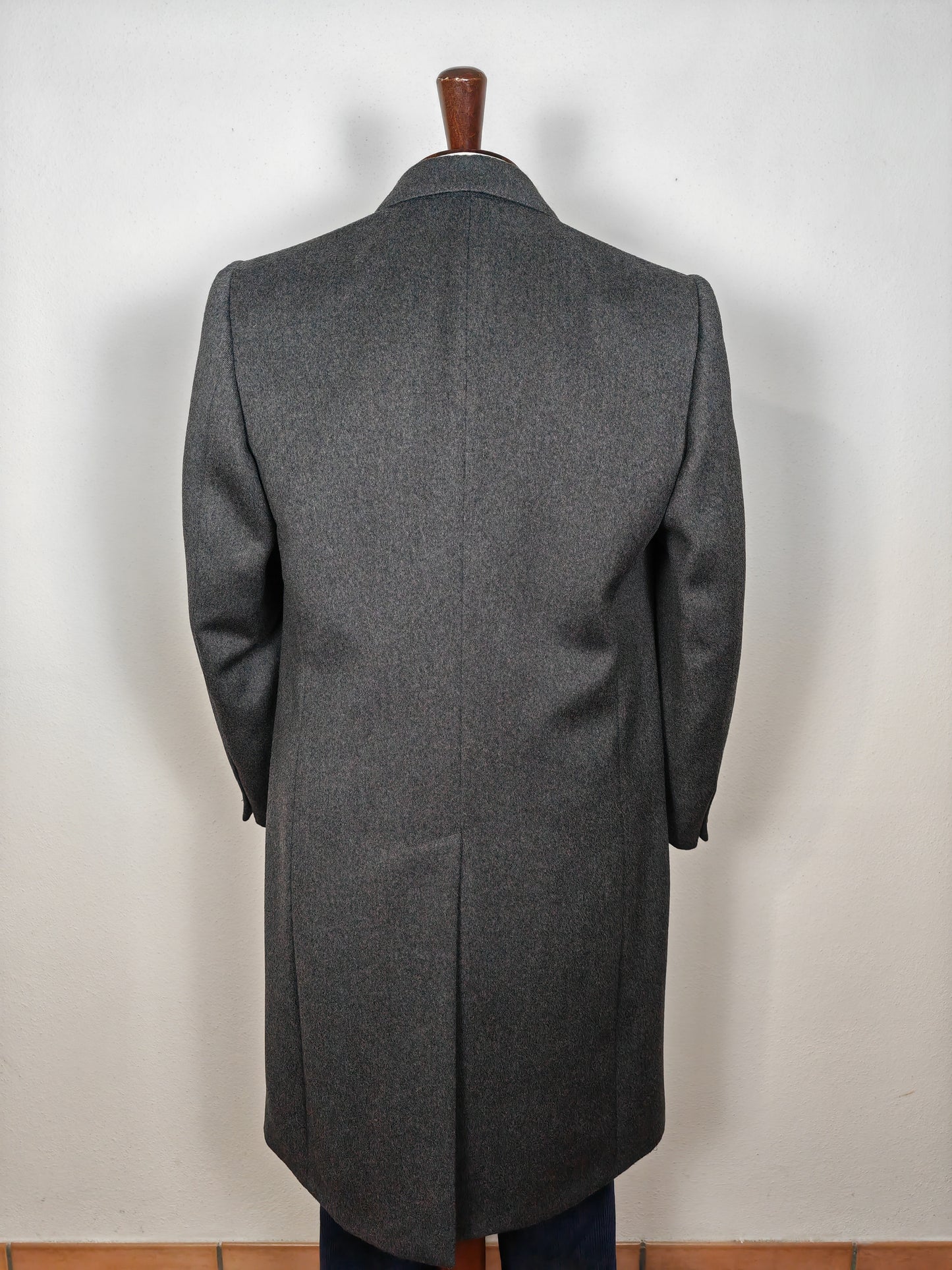 Cappotto anni '70 grigio fumo in twill di lana - tg. 46/48