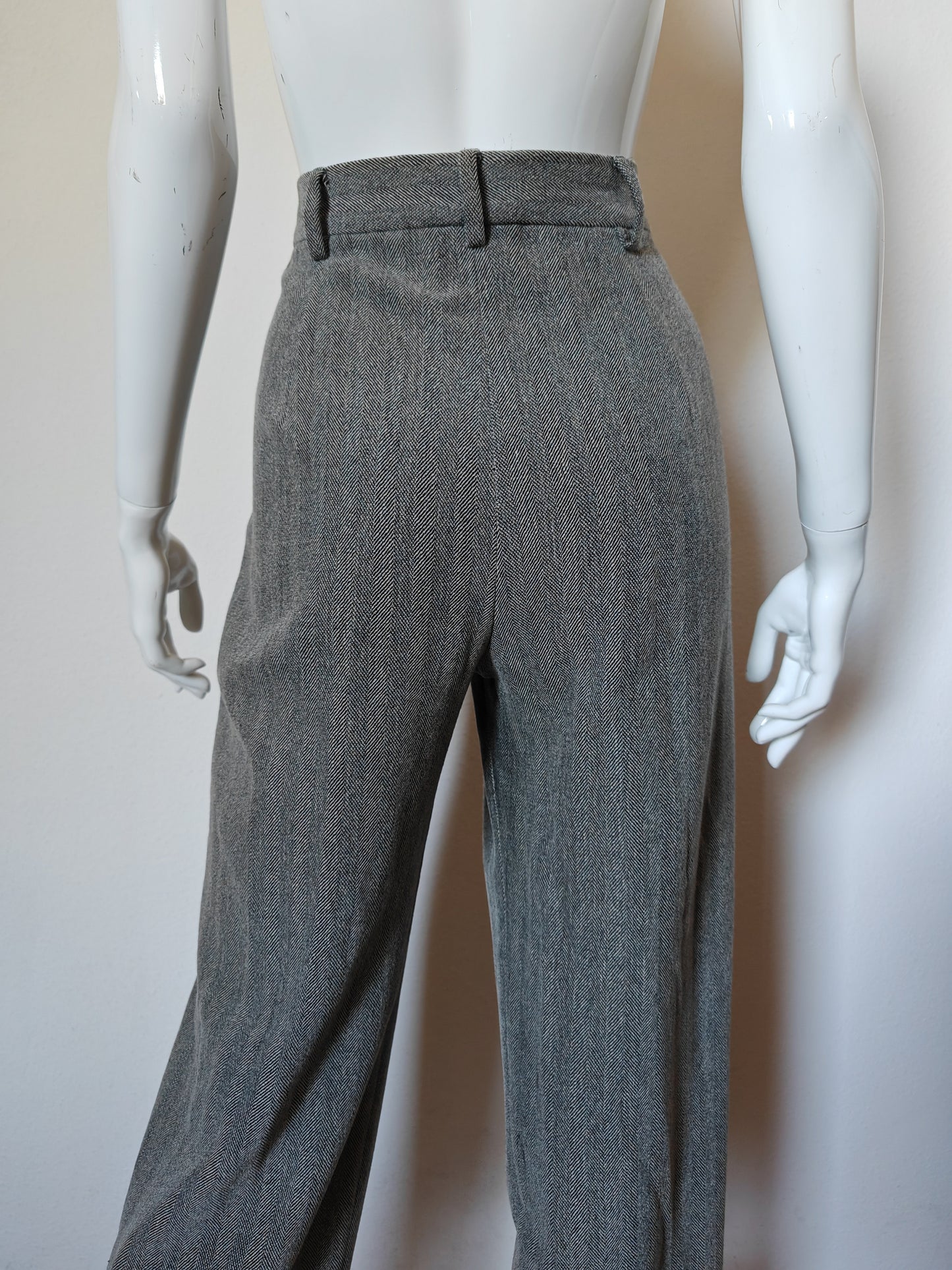 Pantalone Max Mara grigio spinato in misto lana - tg. 44/46