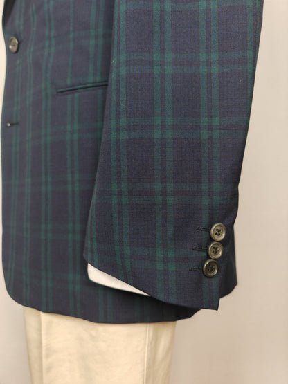 Giacca Corneliani anni '80 in fresco lana tartan black watch - tg 46/48