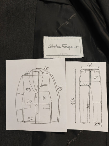 Completo anni '90 Salvatore Ferragamo in flanella pettinata - tg. 48/50