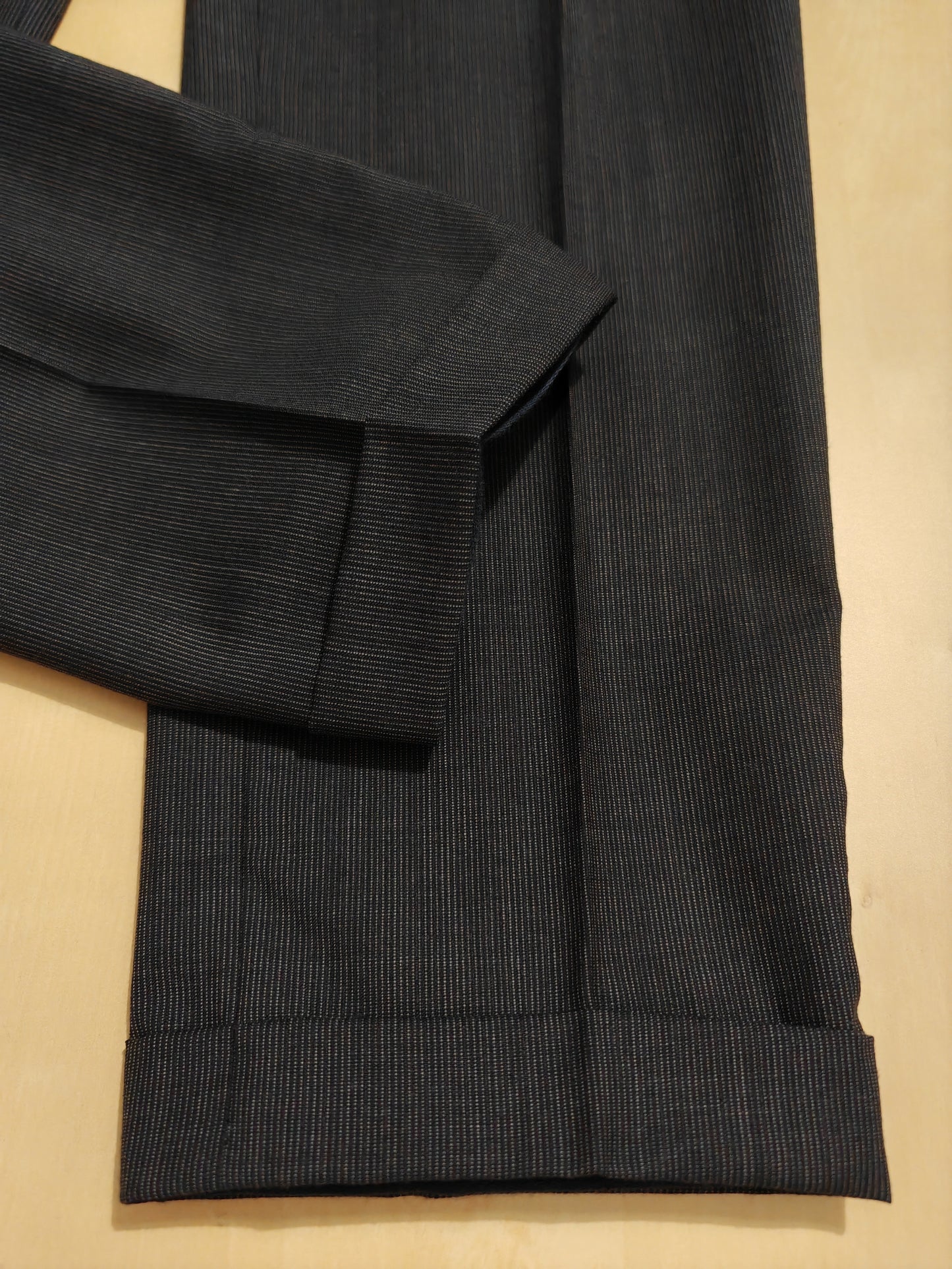 Completo 3 pezzi anni '90 in fresco lana blu gessato - tg. 50