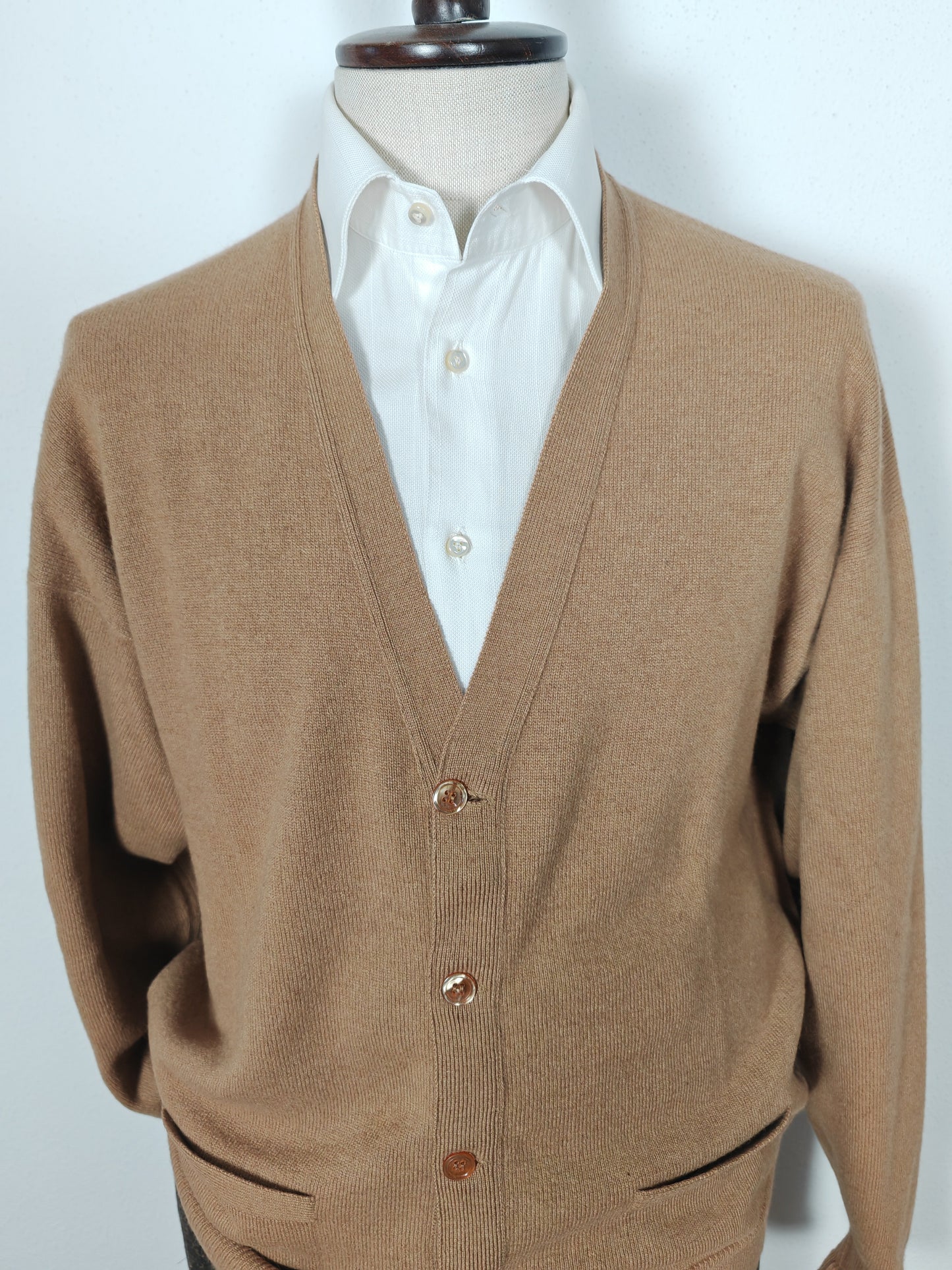 Cardigan William Lockie scozzese, 100% cammello - L/XL