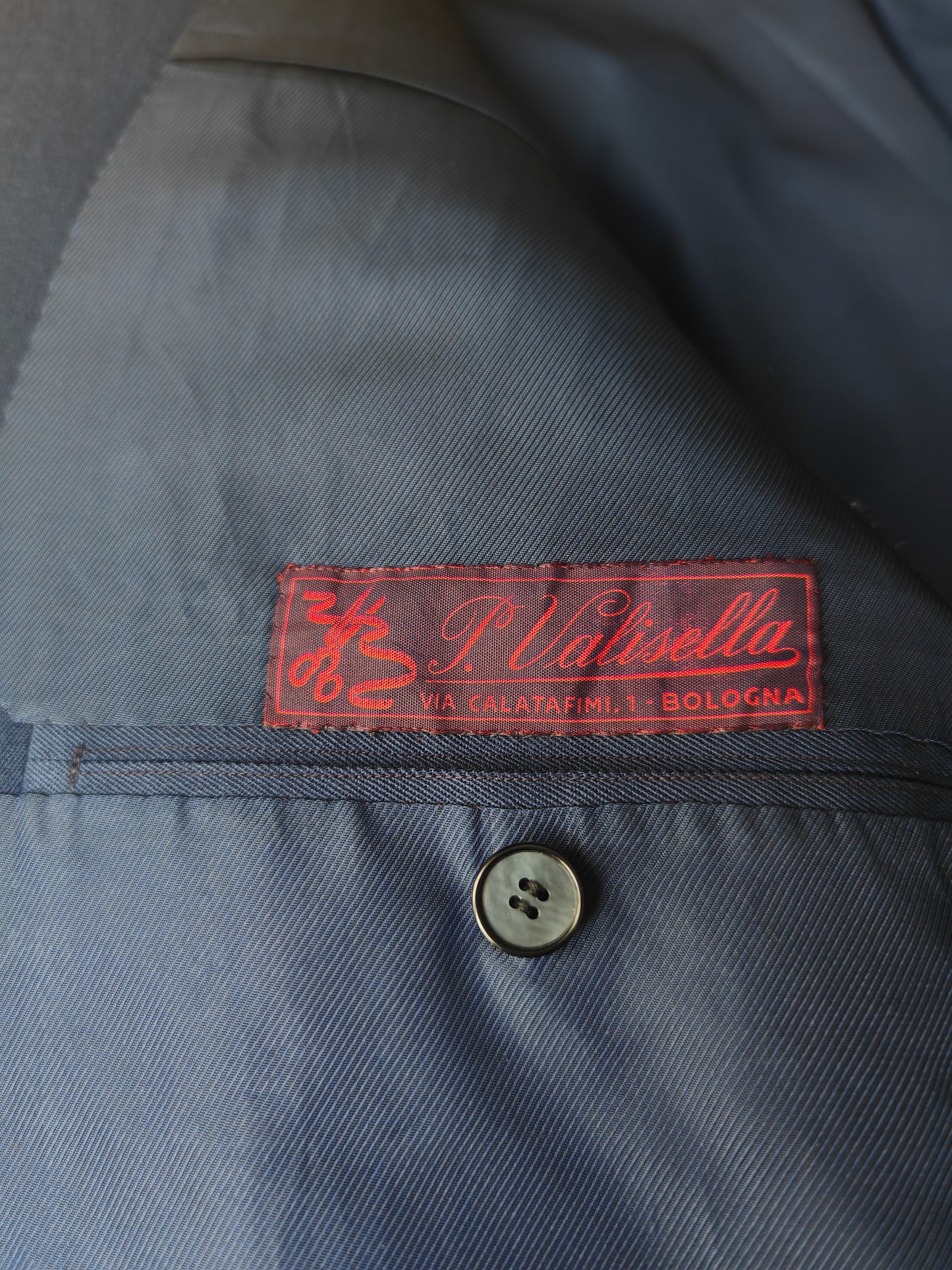 Completo sartoriale anni '60 twill di lana blu - tg. 50