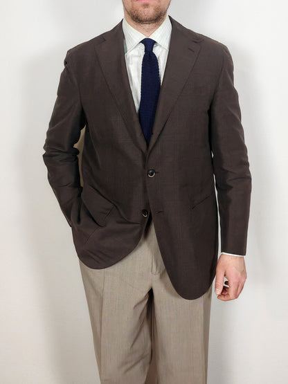Caruso summer jacket, brown Glen check - size 52/54