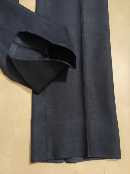 Completo doppiopetto sartoriale anni '70 in puro lino blu - tg. 46