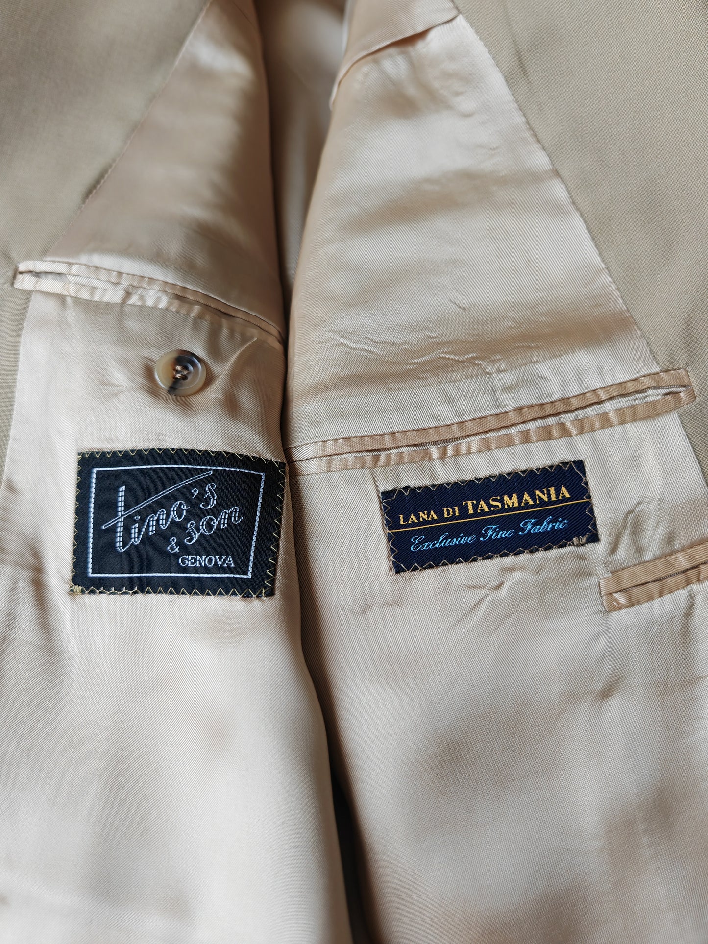 Completo anni '80 in fresco lana beige - tg. 52