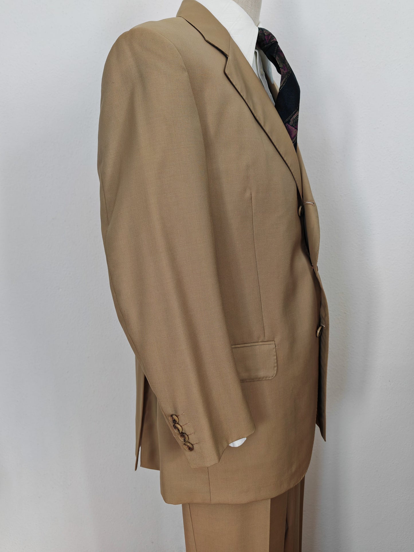 Completo anni '80 in fresco lana beige - tg. 52