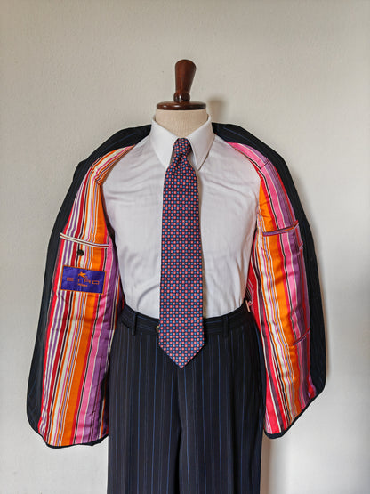 Etro, summer pinstripe suit with silk lining - size 54 ITA