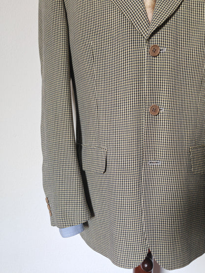 Kenzo, checked mid-season jacket in wool and linen - size 48