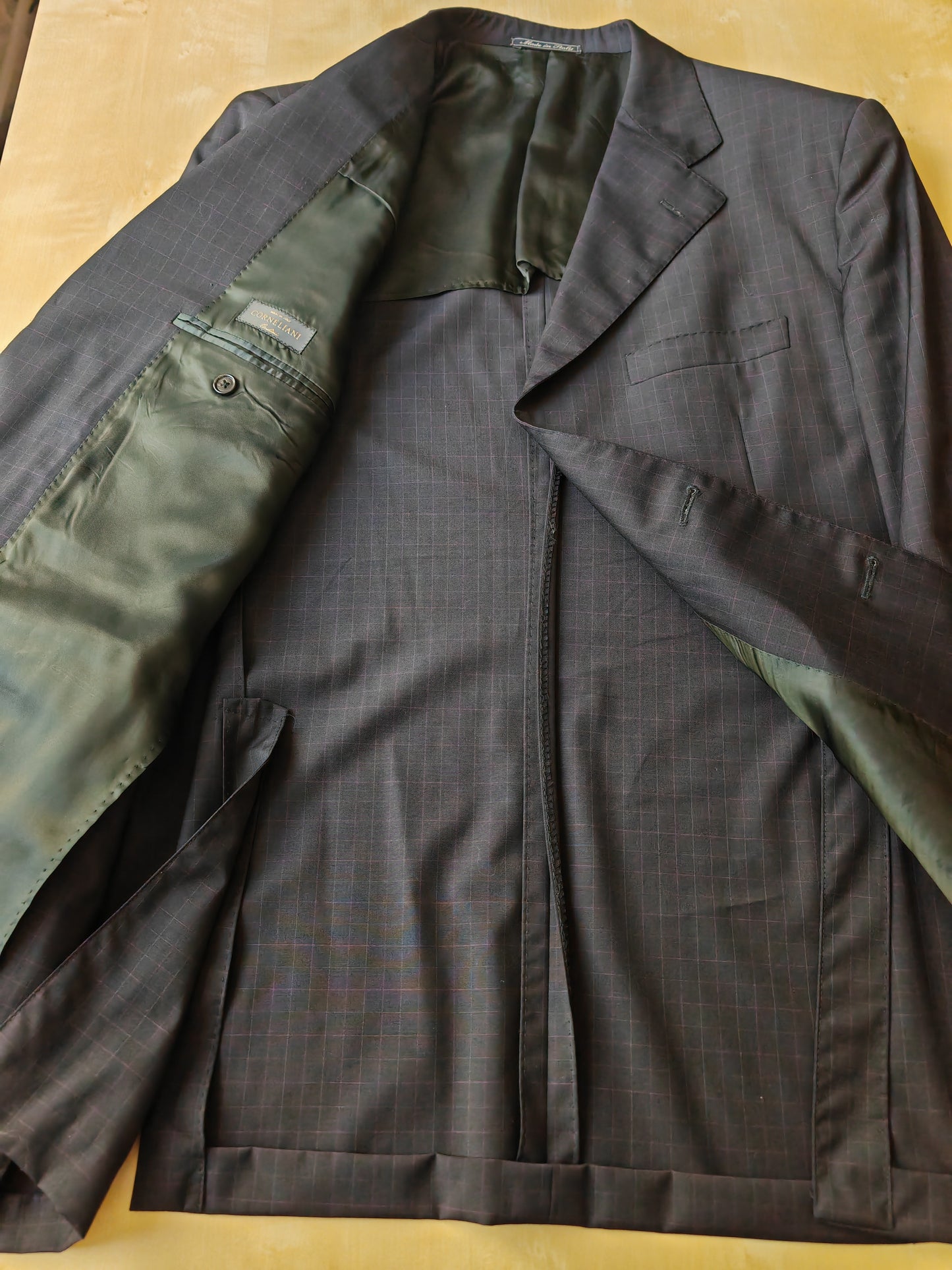 Completo Corneliani estivo in fresco lana blu a quadri - tg. 54