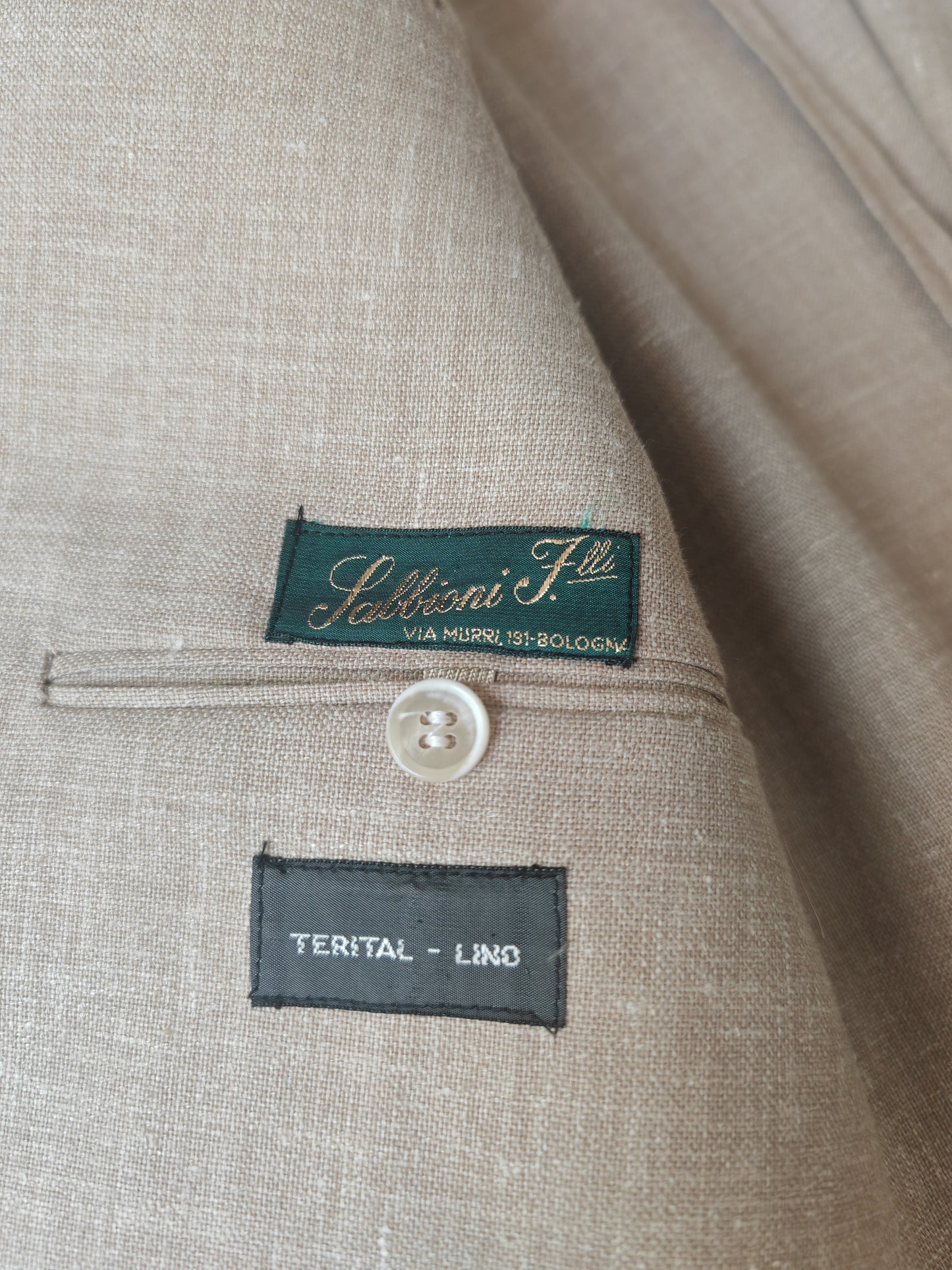 Completo estivo anni '70 in tela misto lino ecru - tg. 48/50