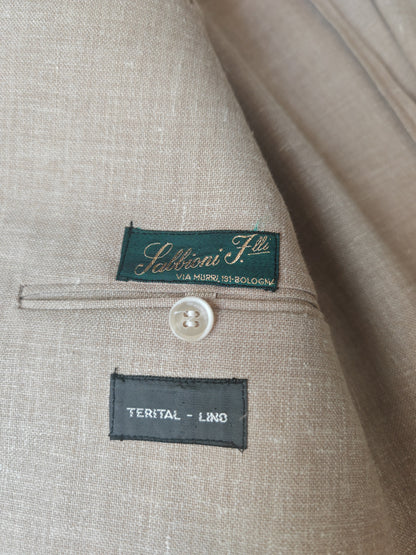 Completo estivo anni '70 in tela misto lino ecru - tg. 48/50