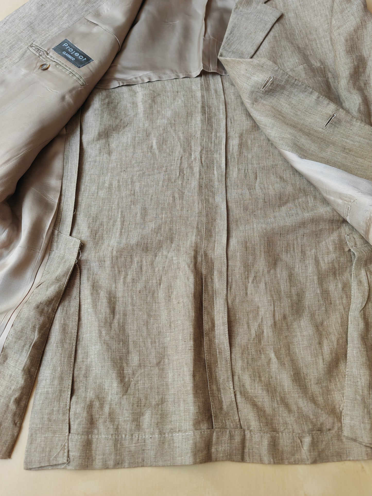 Completo in puro lino color corda - tg. 54