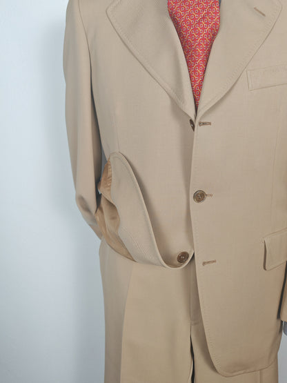 Completo anni '70 in twill di lana beige - tg. 50/52