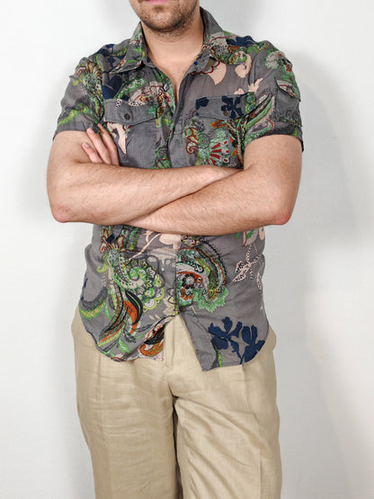 Camicia Dries Van Noten maniche corte floreale - M slim