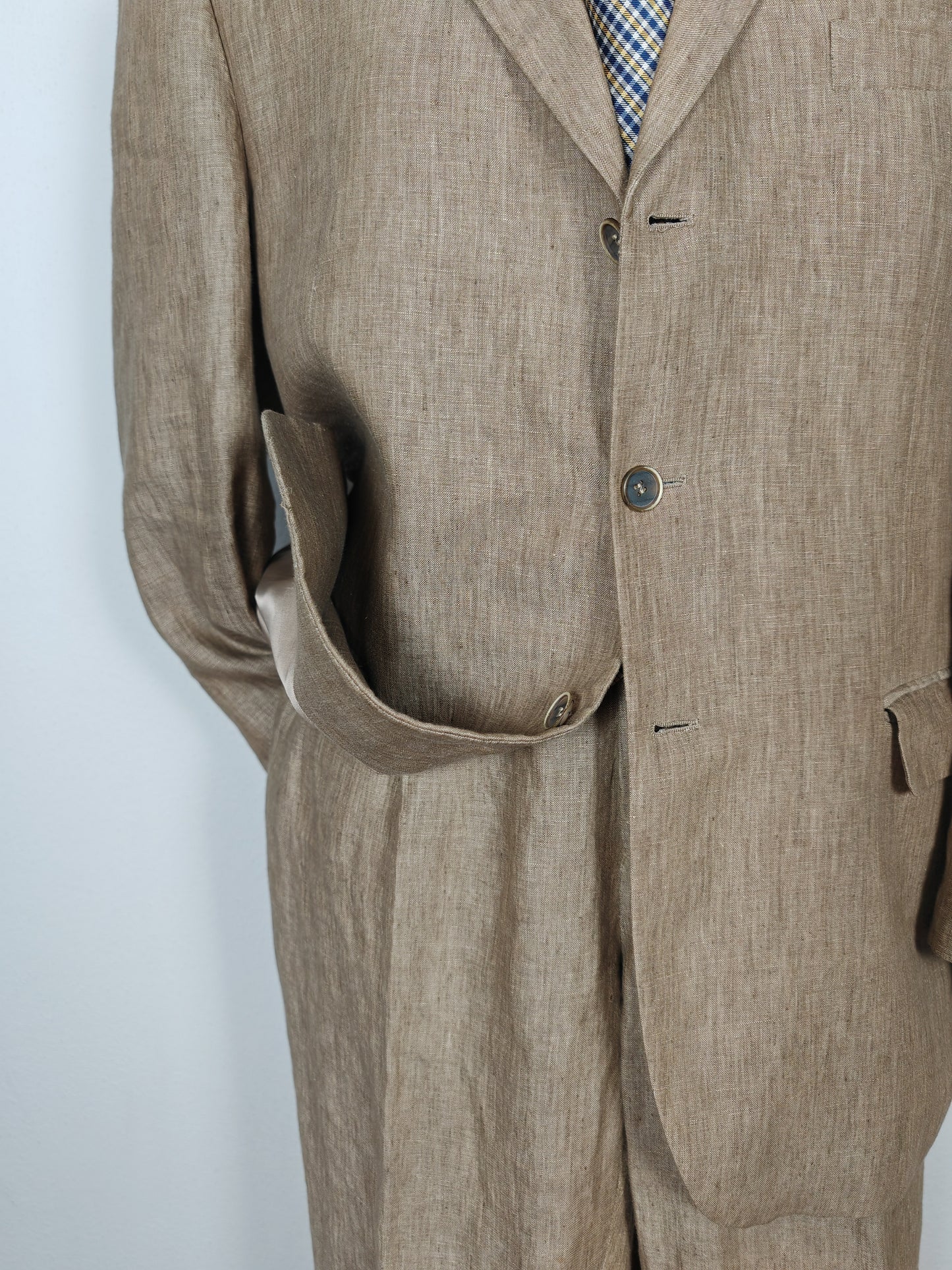 Completo in puro lino color corda - tg. 54