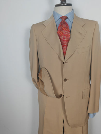 Completo anni '70 in twill di lana beige - tg. 50/52