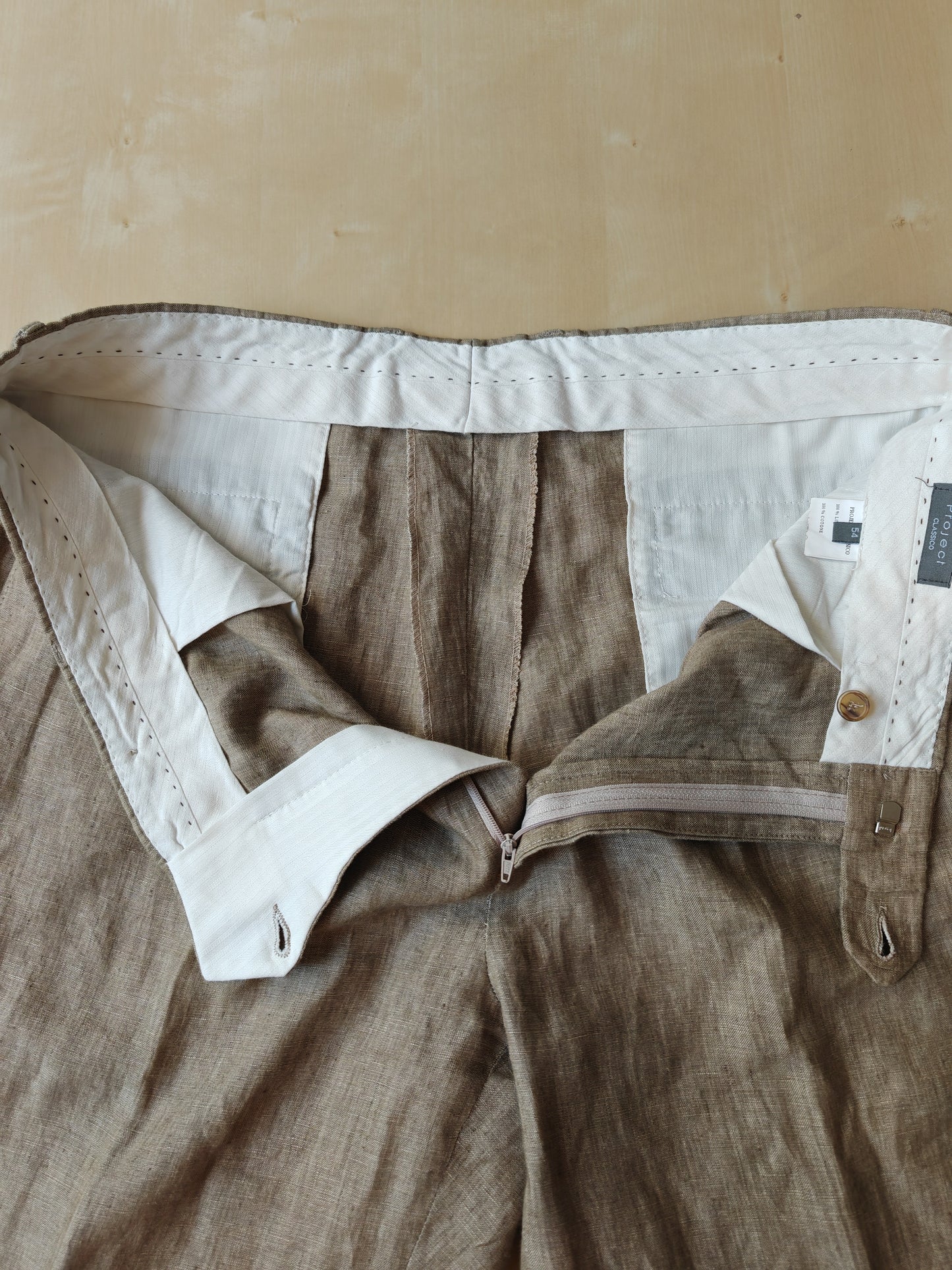 Completo in puro lino color corda - tg. 54