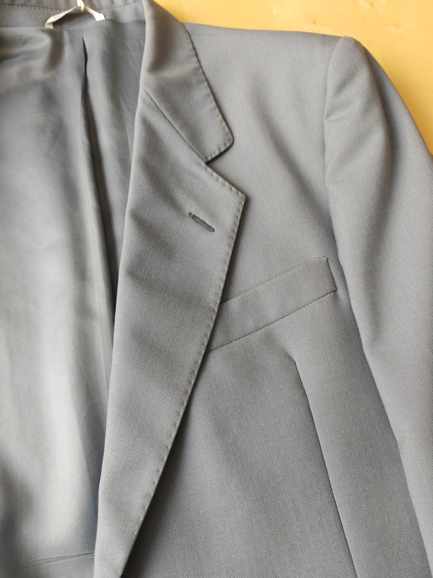 Completo anni '70 in tela di lana azzurro carta da zucchero - tg. 50