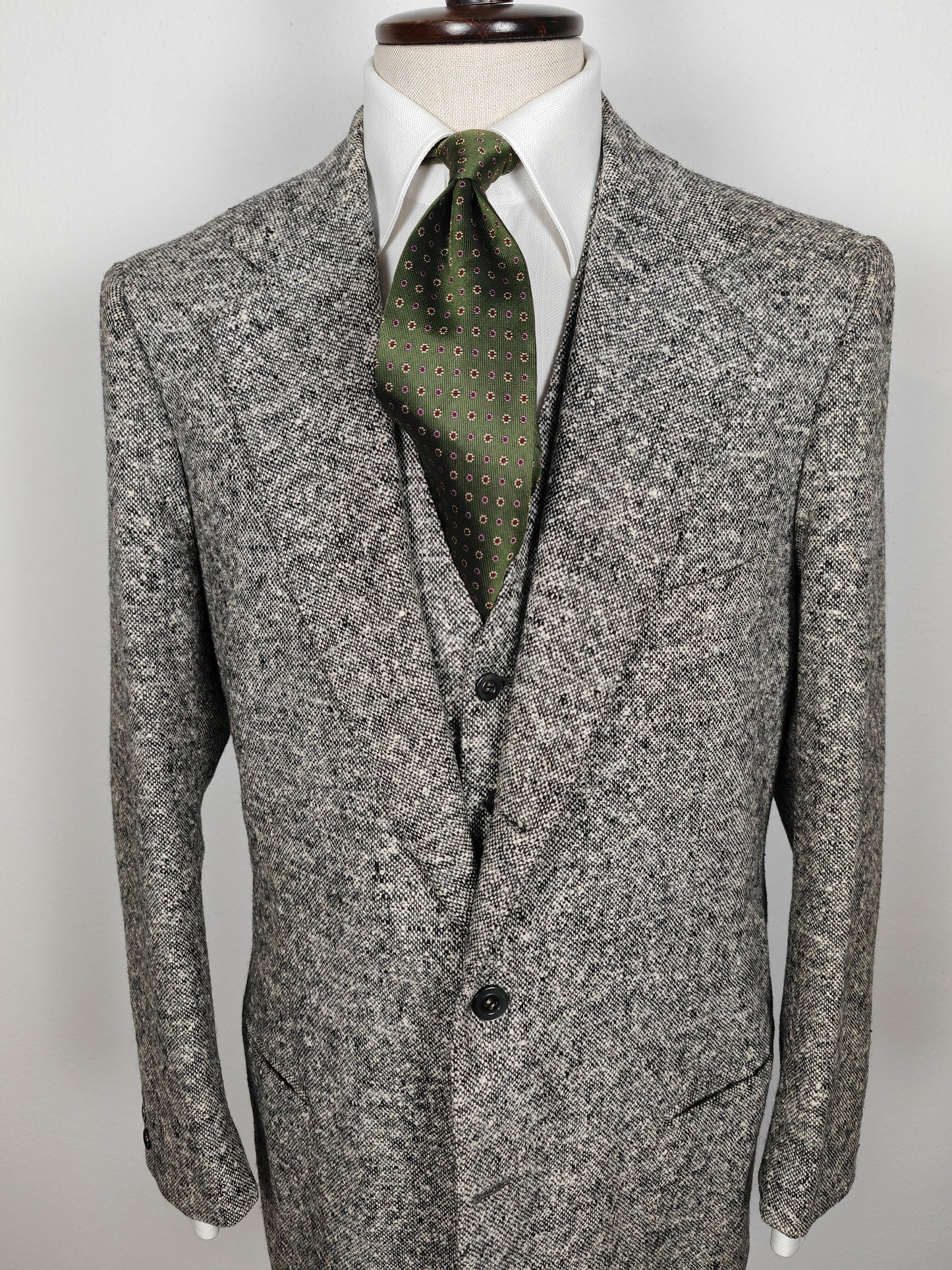 Giacca + panciotto sartoriali anni '60 in tweed sale e pepe - tg. 54 lunga