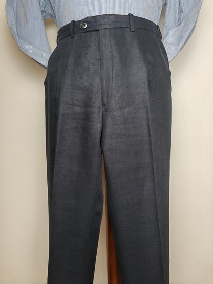 Completo doppiopetto sartoriale anni '70 in puro lino blu - tg. 46