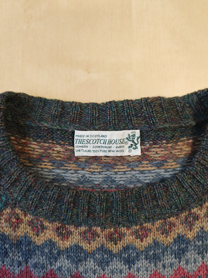 Maglione scozzese tipo Fair Isle in 100% lana shetland - L/XL