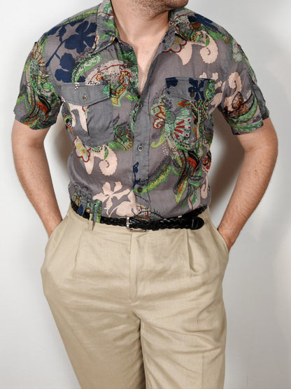 Camicia Dries Van Noten maniche corte floreale - M slim