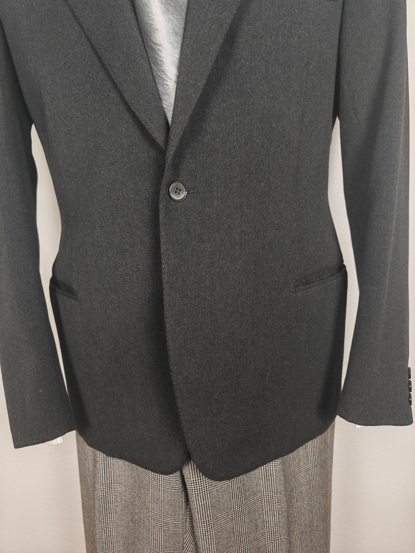 Giacca sartoriale anni '50/'60 in flanella grigio antracite - tg. 46