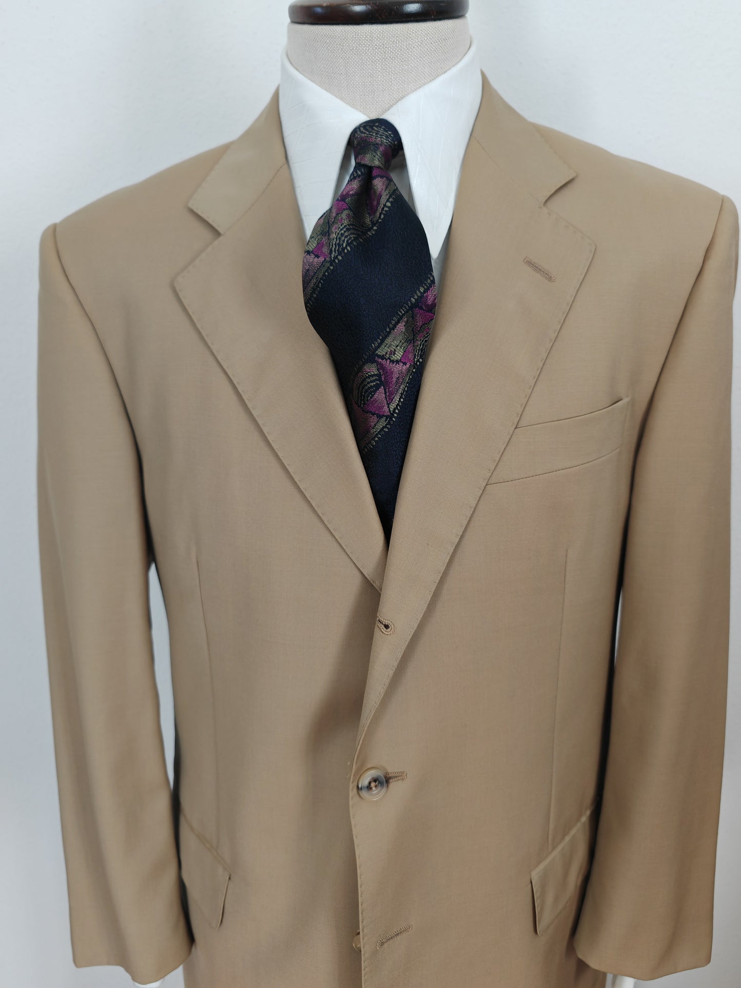 Completo anni '80 in fresco lana beige - tg. 52