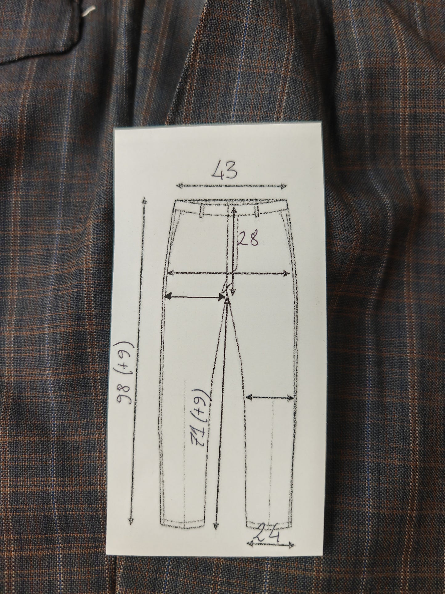 Pantalone anni '80 in fresco lana blu a quadri - tg. 48