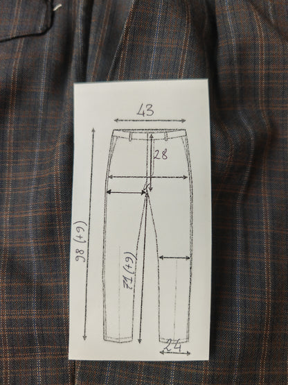 Pantalone anni '80 in fresco lana blu a quadri - tg. 48