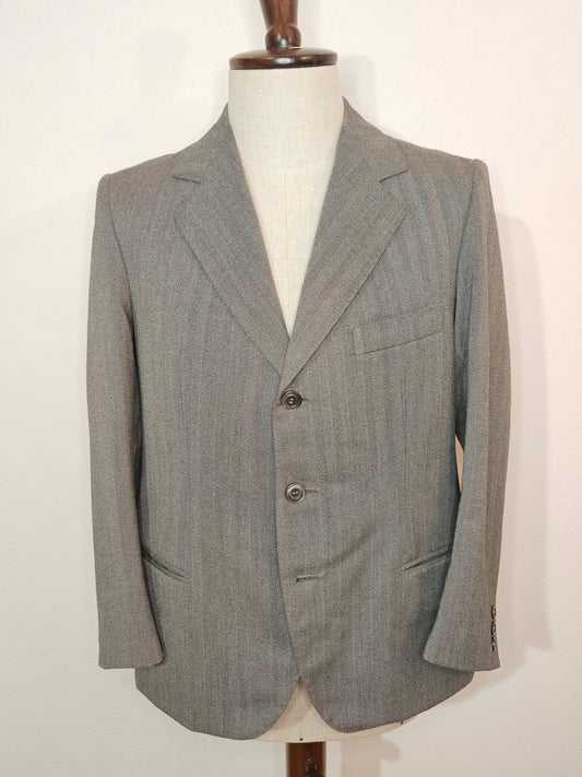 Giacca sartoriale anni '60/'70 herringbone grigio - tg. 46/48 corta