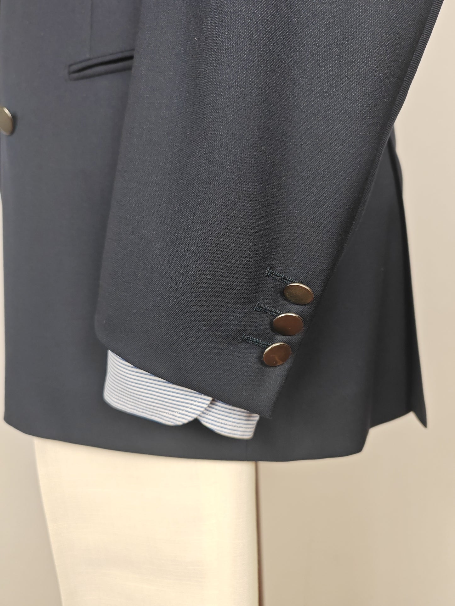 Blazer navy doppiopetto in twill pettinato - tg. 48