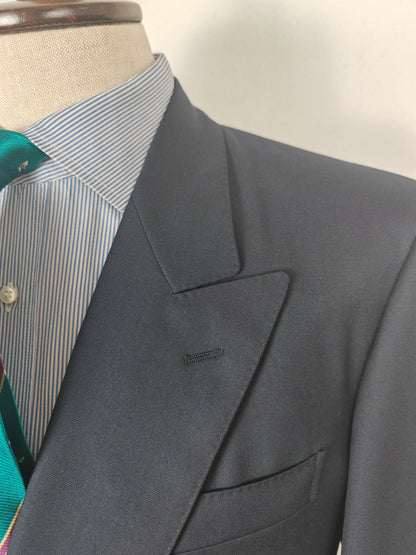 Blazer navy doppiopetto in twill pettinato - tg. 48