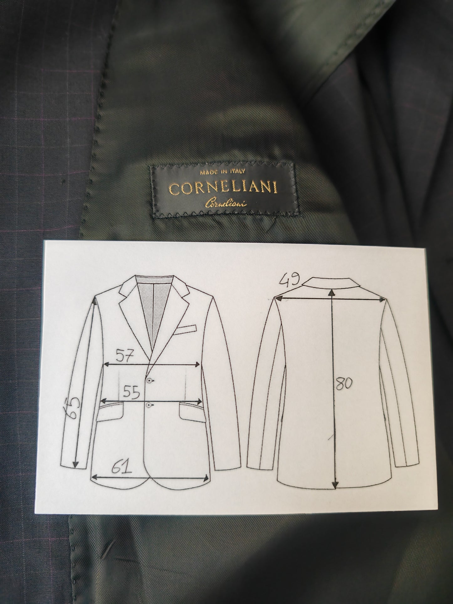 Completo Corneliani estivo in fresco lana blu a quadri - tg. 54