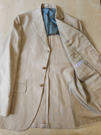 Completo anni '90 in puro lino irlandese beige - tg. 46/48