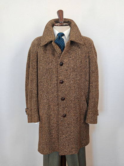 Cappotto anni '70 in tweed spigato, lunghezza tre quarti - tg. 48-50