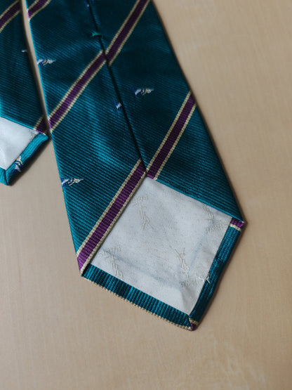 Cravatta Yves Saint Laurent verde acqua righe regimental