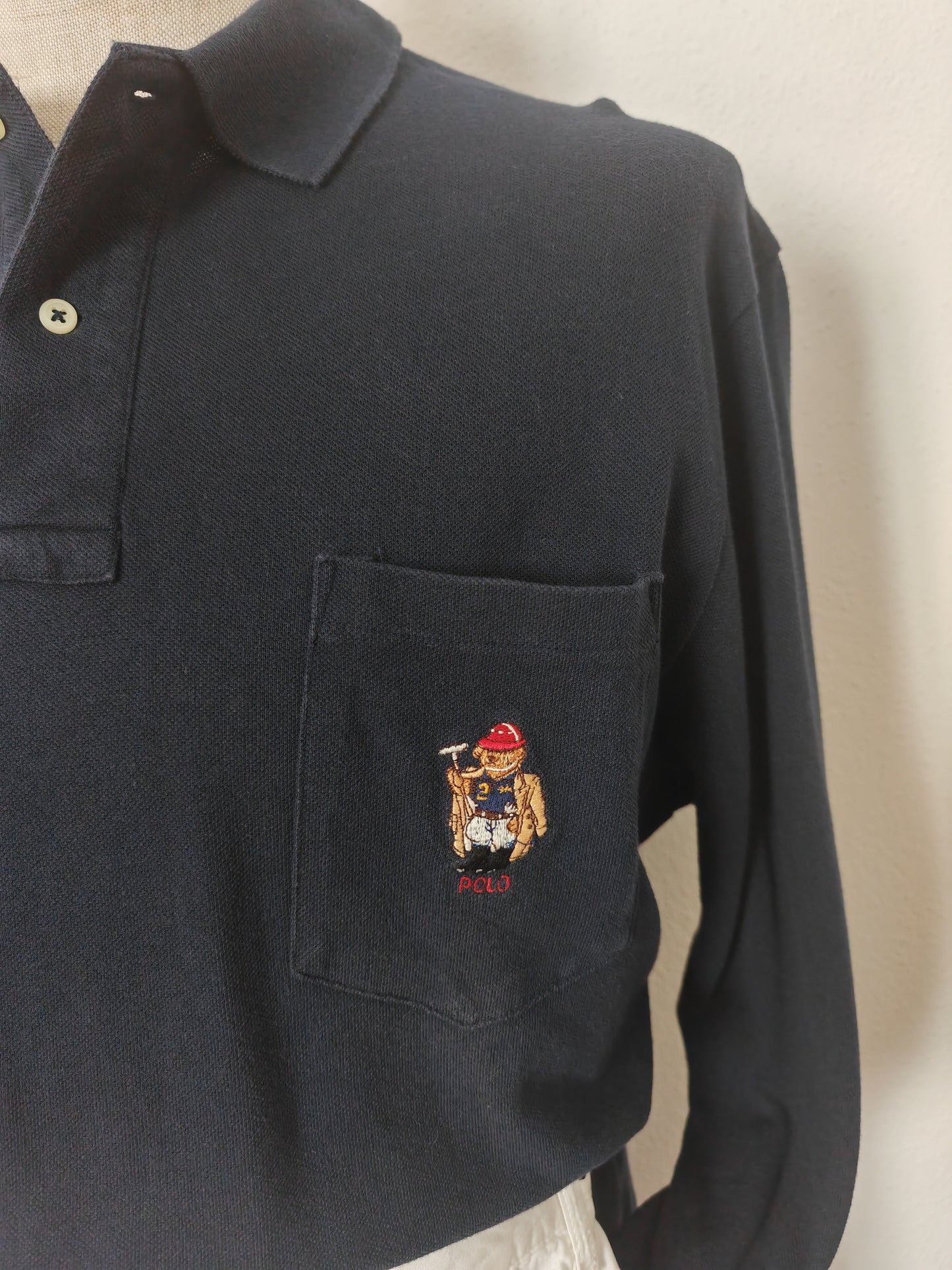 Polo Ralph Lauren maniche lunghe vintage made in USA logo Polo Bear - L/XL