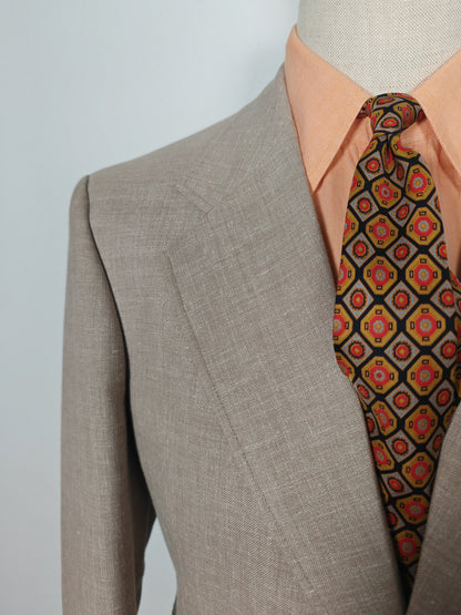 Completo estivo anni '70 in tela misto lino ecru - tg. 48/50