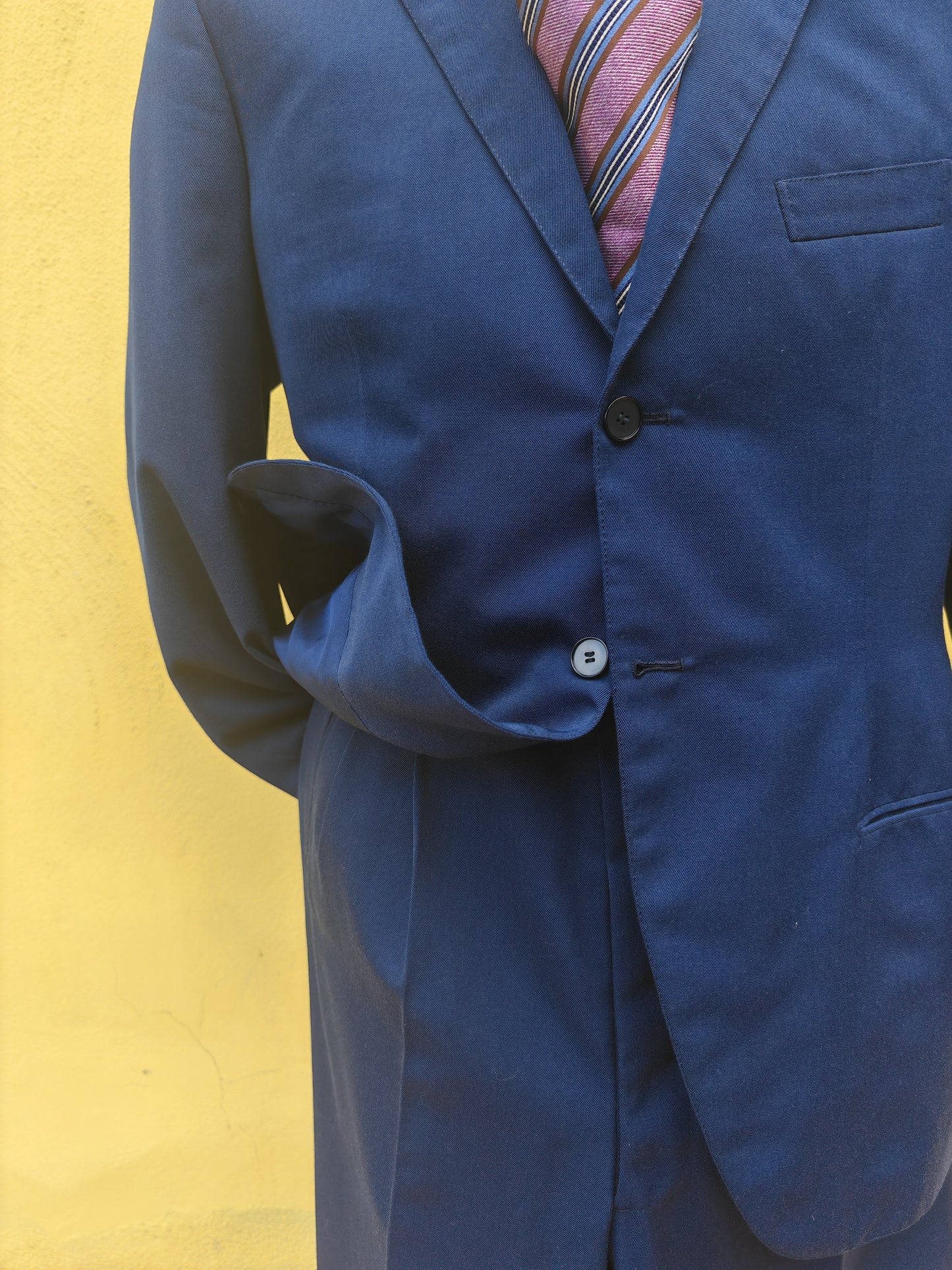 Completo sartoriale anni '60 twill di lana blu - tg. 50
