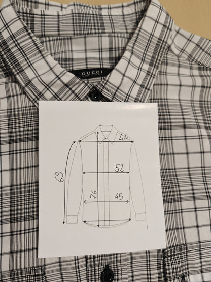 Camicia Gucci tartan bianco e nero - collo 39