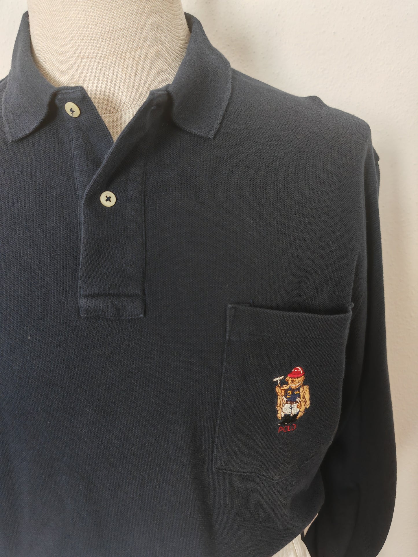 Polo Ralph Lauren maniche lunghe vintage made in USA logo Polo Bear - L/XL