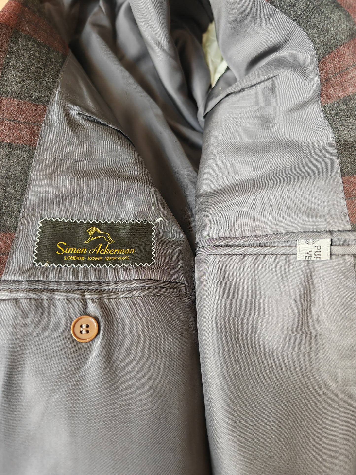 Tartan blazer Simon Ackerman anni '70 con panciotto abbinato - tg. 48/50